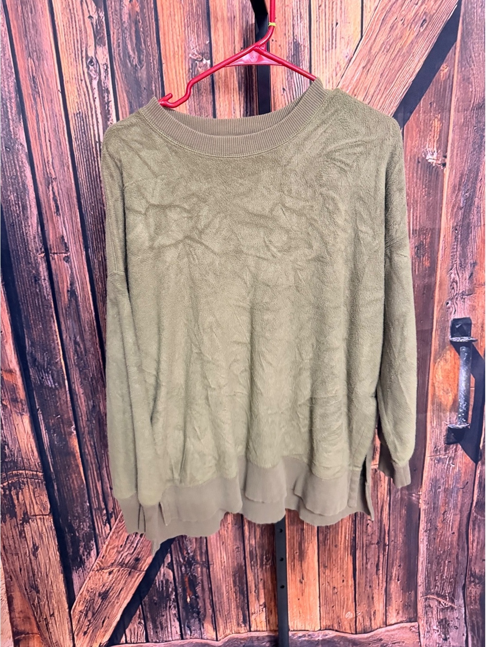 aerie Olive Green Plush Crew Neck Sweater Medium